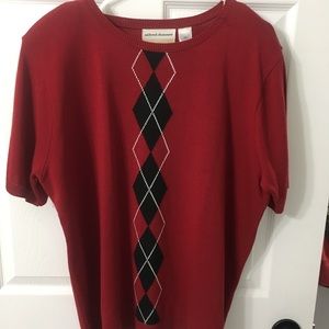 Alfred Dunner Argyle S/S Sweater 1x